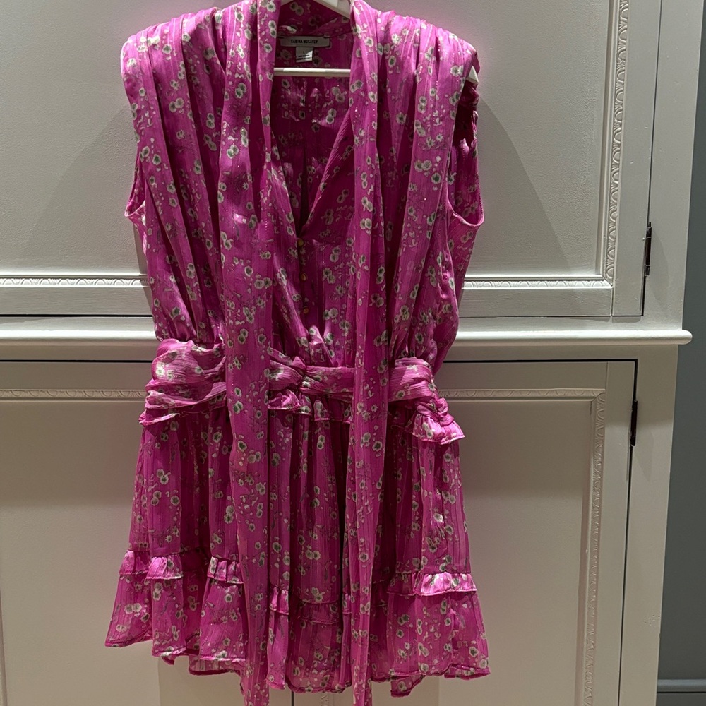 Sabina Musayev Fuchsia Floral Dress